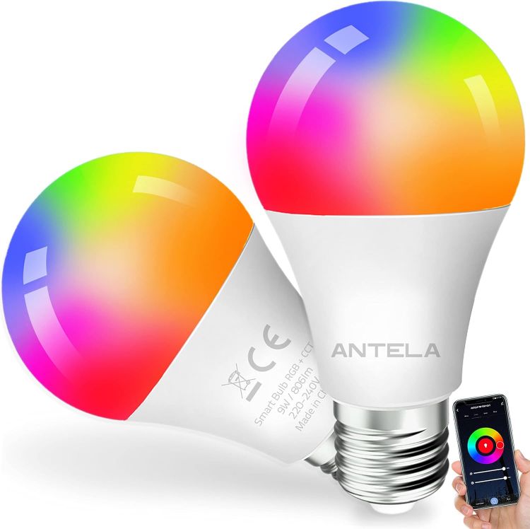 Picture of Smart Bulb E27 WiFi LED Multicolor RGB 9W Dimmable Warm White Cold White Alexa Google Home 2 Pack