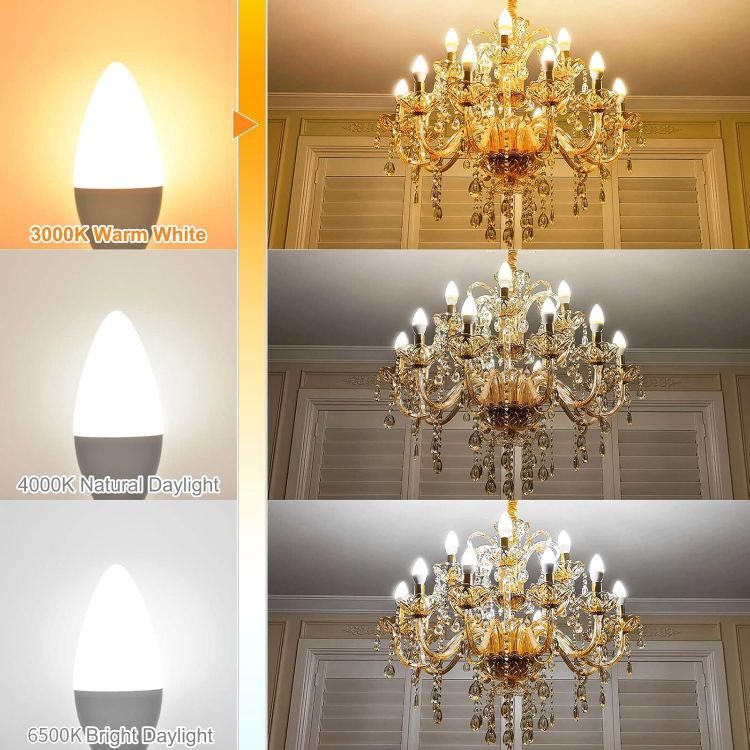Picture of LED E14 Small Edison Screw Candle Bulb, C37 3.4W LED Bulbs 40W Equivalent, Warm White 3000K, 470LM, SES E14 LED Energy Saving Light Bulbs, Non-Dimmable for Dining Room Home Lighting, 