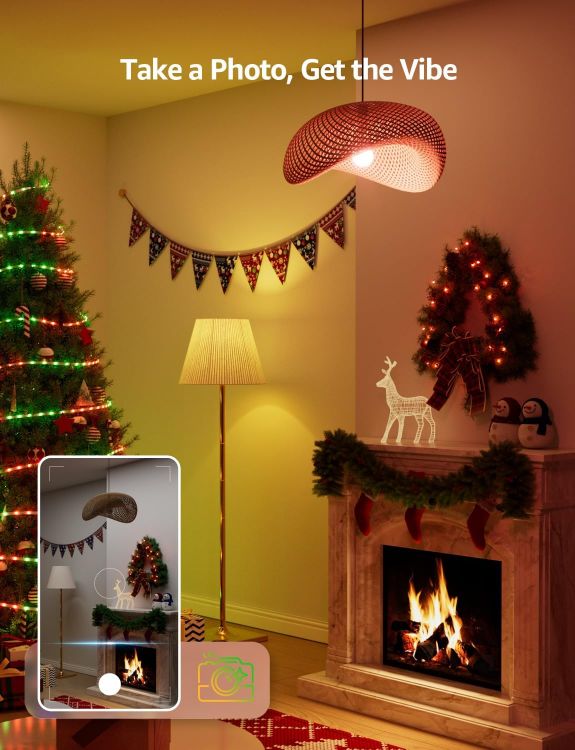 Picture of AI Smart Bulb E27, Music Sync WiFi Bulb, Voice Control Smart Screw Bulb, Colour Changing Light Bulbs, RGBCCT, Work with Alexa & Google Assistant, Personalized AI Lighting Designer [Energy Class F]