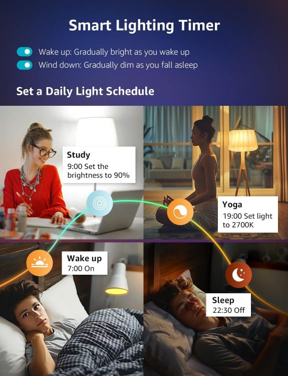 Picture of AI Smart Bulb E27, 1100LM Music Sync WiFi Bulb, Colour Changing & Voice Control Bluetooth Screw Light Bulbs, Personalized AI Lighting Designer, Work with Alexa & Google Assistant [Energy Class E]