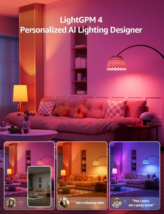 Picture of AI Smart Bulb E27, 1100LM Music Sync WiFi Bulb, Colour Changing & Voice Control Bluetooth Screw Light Bulbs, Personalized AI Lighting Designer, Work with Alexa & Google Assistant [Energy Class E]