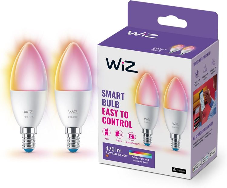 Picture of Smart Bulb, E14 Colour, Smart Dimming LED, Connected WiFi Works with Alexa, Google Assistant & HomeKit, App Control for Home Indoor Lighting, Living Room, Bedroom, Dining Room, Energy Monitoring