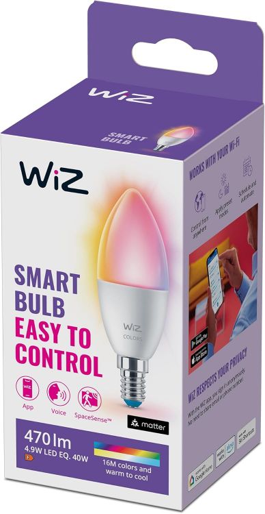 Picture of Smart Colour & White Candle Light Bulb, E14 Small 40W, Smart LED Connected WiFi Works with Alexa, Google Assistant & HomeKit, App Control for Living Room, Bedroom, Energy Monitoring
