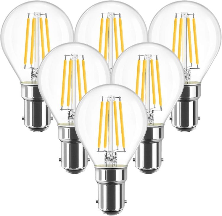 Picture of B15 LED Golf Small Bayonet Filament Bulb 40W Equivalent, 4W Small Bayonet P45 Golf LED 2700K Warm White LED Light Bulb Bayonet, 470Lm, 220-240V, 77 x 45MM, Non-Dimmable 