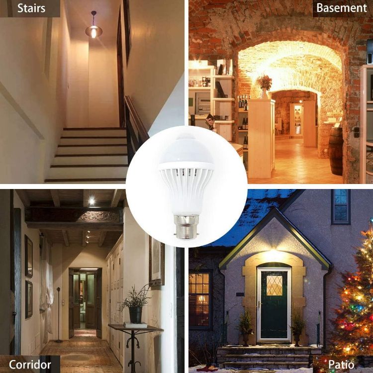 Picture of 5W B22 LED Motion Sensor Lights Indoor - Automatic Smart Motion Sensor PIR Light Bulb with Movement Activated Sensitive Sensors - Ideal Closet / For Stairs Sensor Lights Indoors Bulbs 3000K Bayonet - Warm White 5W - 50W Equivalent MSC (B22 Warm 1) [Energy Class A]