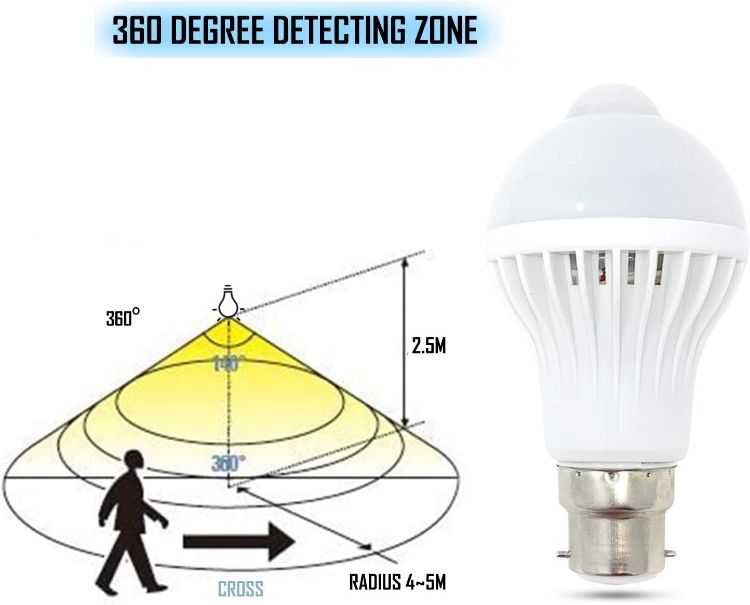 Picture of 5W B22 LED Motion Sensor Lights Indoor - Automatic Smart Motion Sensor PIR Light Bulb with Movement Activated Sensitive Sensors - Ideal Closet / For Stairs Sensor Lights Indoors Bulbs 3000K Bayonet - Warm White 5W - 50W Equivalent MSC (B22 Warm 1) [Energy Class A]