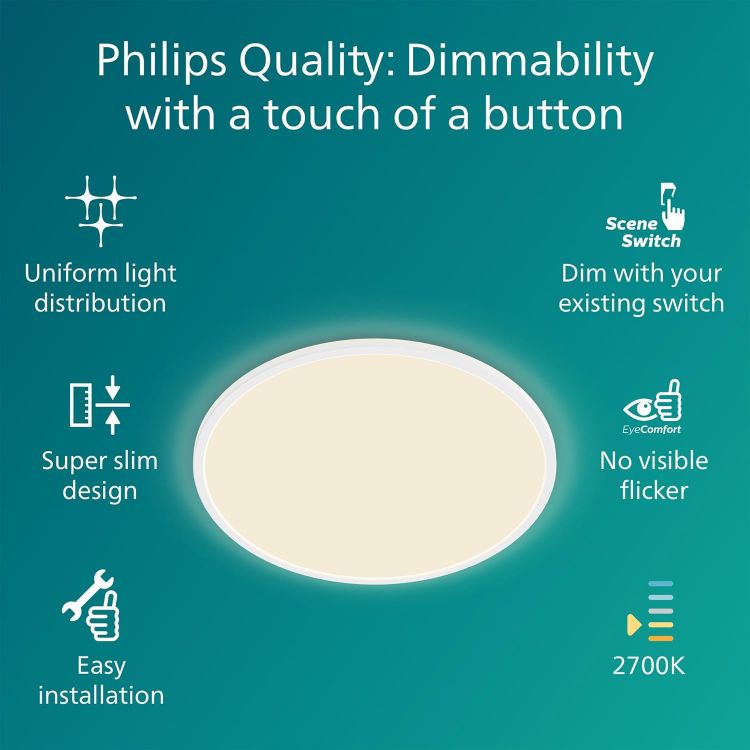 Picture of LED SuperSlim SceneSwitch Dimmable Ceiling Light 2700K 18W [Warm White - White] For Indoor Home Lighting in Living Room and Bedroom