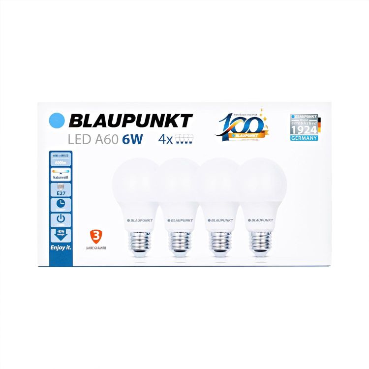Picture of LED Bulb Classic A60 LED Lamp, E27 Base Screw, 6W, Replaces 60W, Natural White 4000K, Natural Neutral Daylight, Non-dimmable, 600 Lumen, Light Bulb, Indoor Outdoor, 1 Piece (Pack of 1)