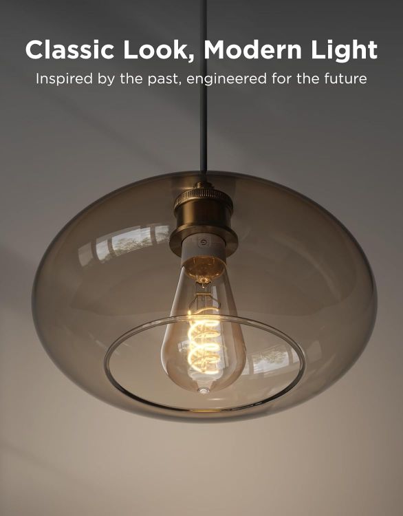 Picture of Smart Edison Bulb E27, RGBWW LED Lamp ST64, Compatible with Matter and Google Assistant, 500LM, Dimmable Light Bulb for Vintage Decor