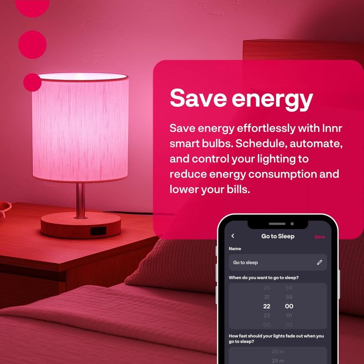 Picture of Zigbee Smart Bulb, Works with Hue and Alexa (Bridge Required), White & Colour, 16 Million Colours, B22 LED Bayonet Bulb, Dimmable, 880 Lumen, 2-Pack [Energy Class F]