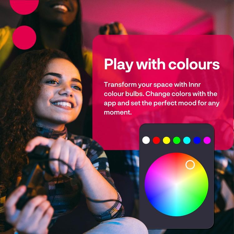 Picture of Zigbee Smart Bulb, Works with Hue and Alexa (Bridge Required), White & Colour, 16 Million Colours, B22 LED Bayonet Bulb, Dimmable, 880 Lumen, 2-Pack [Energy Class F]