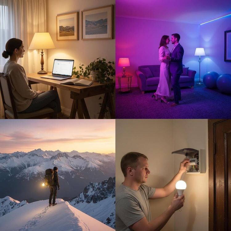 Picture of HOME Rechargeable Light Bulb with Remote Control, Smart RGB Colour Changing Light Bulbs, E27 LED Dimmable Touch Control Bulbs with Timing Function, 2600mAh Battery Powered