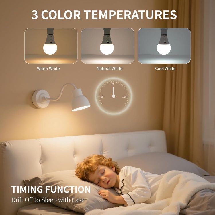 Picture of HOME Rechargeable Light Bulb with Remote Control, Smart RGB Colour Changing Light Bulbs, E27 LED Dimmable Touch Control Bulbs with Timing Function, 2600mAh Battery Powered