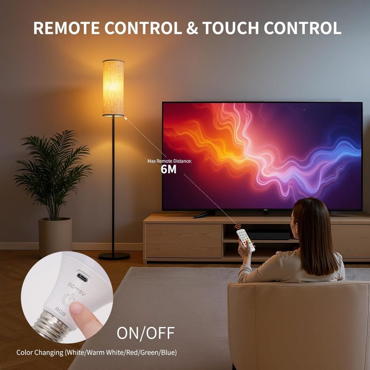 Picture of HOME Rechargeable Light Bulb with Remote Control, Smart RGB Colour Changing Light Bulbs, E27 LED Dimmable Touch Control Bulbs with Timing Function, 2600mAh Battery Powered
