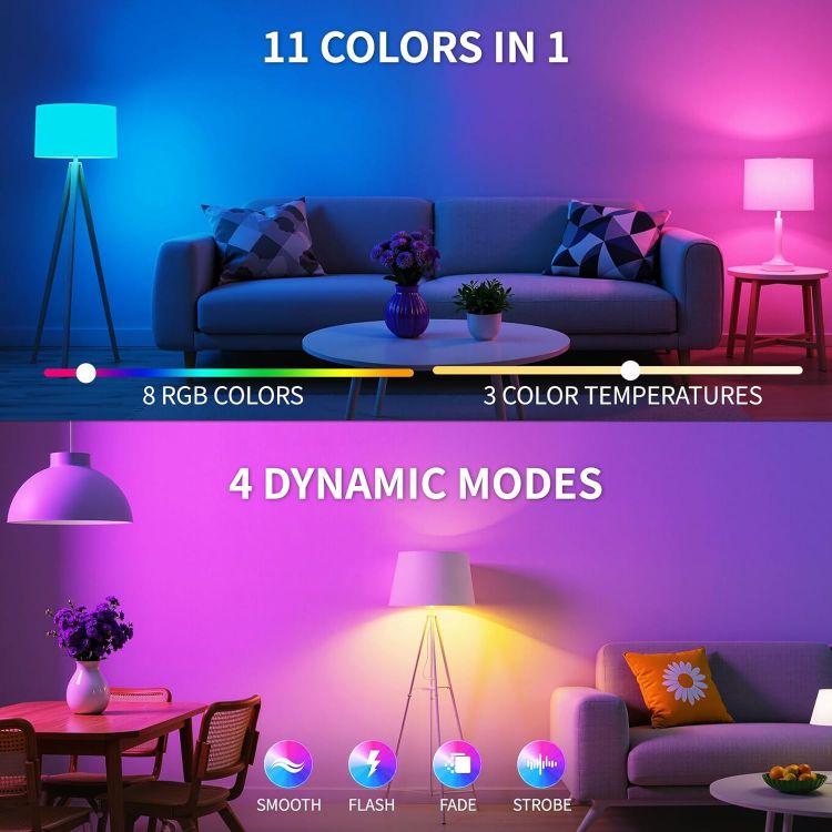 Picture of HOME Rechargeable Light Bulb with Remote Control, Smart RGB Colour Changing Light Bulbs, E27 LED Dimmable Touch Control Bulbs with Timing Function, 2600mAh Battery Powered
