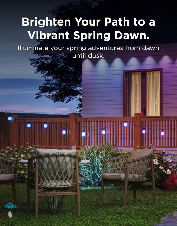 Picture of Outdoor String Lights 15M, Smart RGBIC Dimmable Lights Warm White LED Bulbs, IP66 Waterproof Garden Lights with 111 Scene Modes, Works with Alexa, Google Assistant, Matter for Backyard, Party [Energy Class G]
