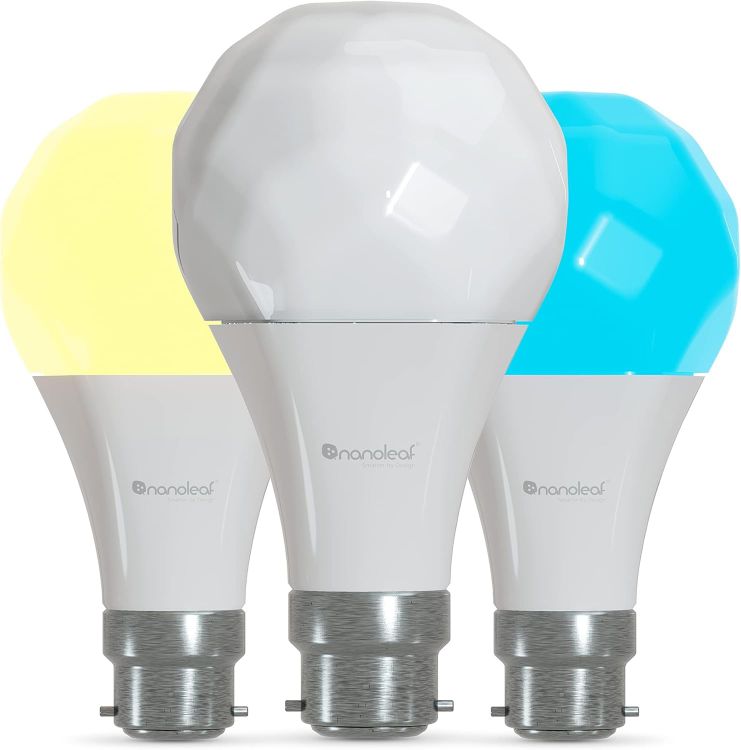 Picture of Essentials B22 LED Bulbs, Pack of 3 RGBW Dimmable Smart Bulbs - Thread & Bluetooth Colour Changing Light Bulbs, Works with Google Assistant Apple HomeKit, for Room Decor & Gaming