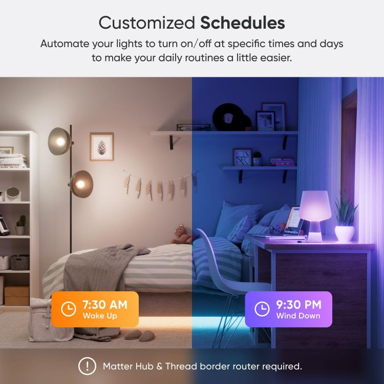 Picture of Matter Essentials B22 LED Bulbs, Pack of 3 RGBW Dimmable Smart Bulbs - Matter over Thread, Bluetooth Colour Changing Light Bulbs, Works with Google Apple, Room Decor & Gaming