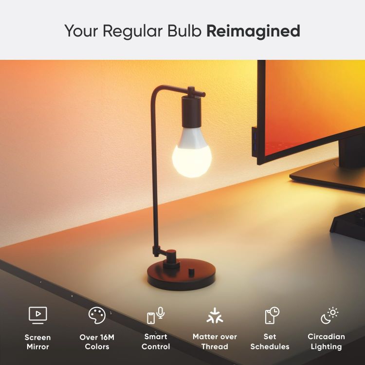 Picture of Matter Essentials B22 LED Bulbs, Pack of 3 RGBW Dimmable Smart Bulbs - Matter over Thread, Bluetooth Colour Changing Light Bulbs, Works with Google Apple, Room Decor & Gaming