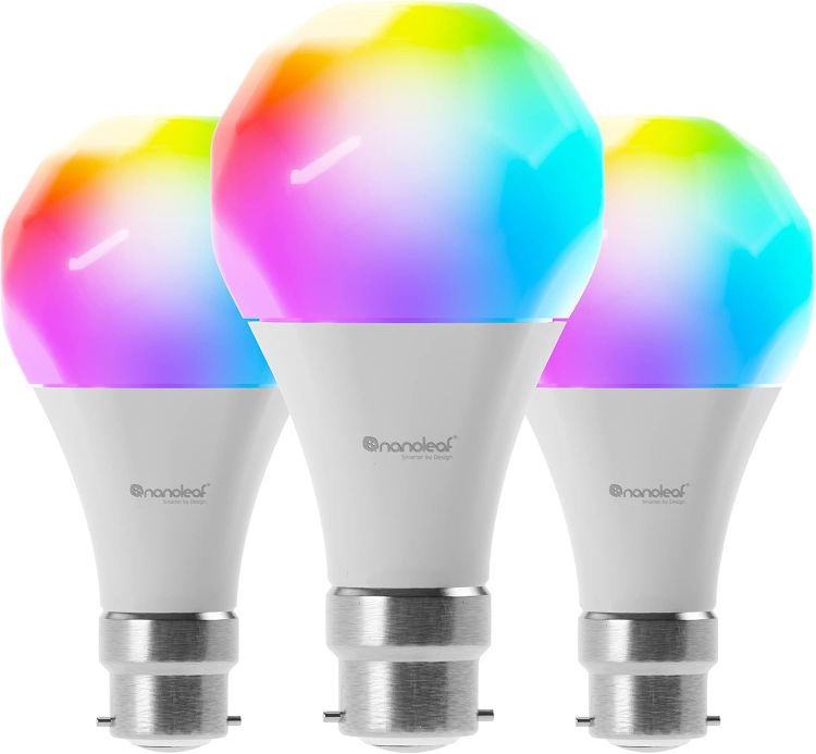Picture of Matter Essentials B22 LED Bulbs, Pack of 3 RGBW Dimmable Smart Bulbs - Matter over Thread, Bluetooth Colour Changing Light Bulbs, Works with Google Apple, Room Decor & Gaming
