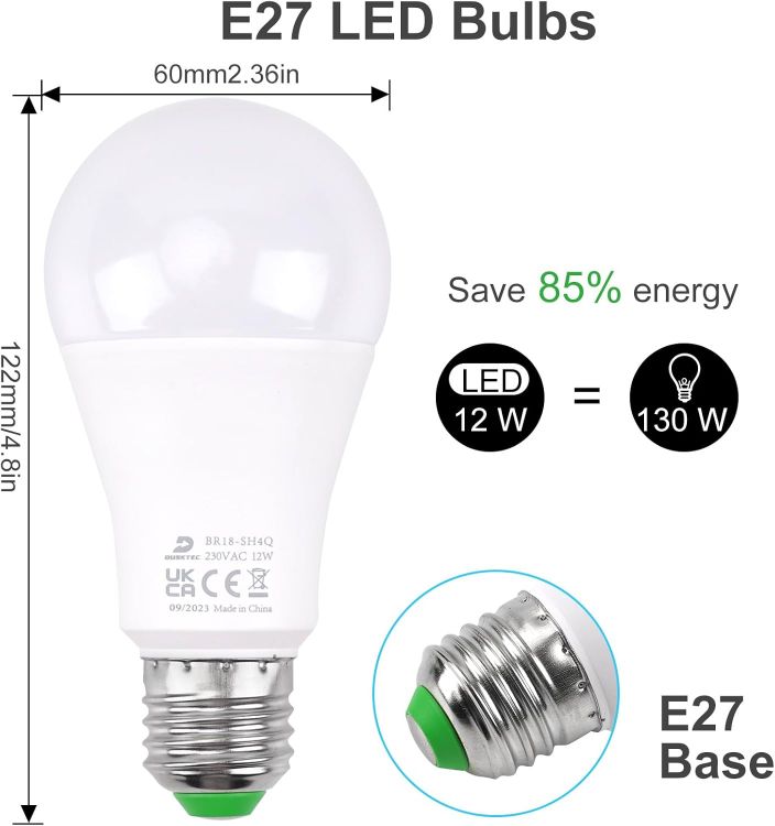Picture of Alexa Light Bulbs 130W Equivalent, 12W E27 Bluetooth Smart Bulb Warm White to Daylight Dimmable, Light Bulb Screw with Timer & APP Control for Bedroom Living Room, A60 LED Bulb (2 Pack) [Energy Class E]