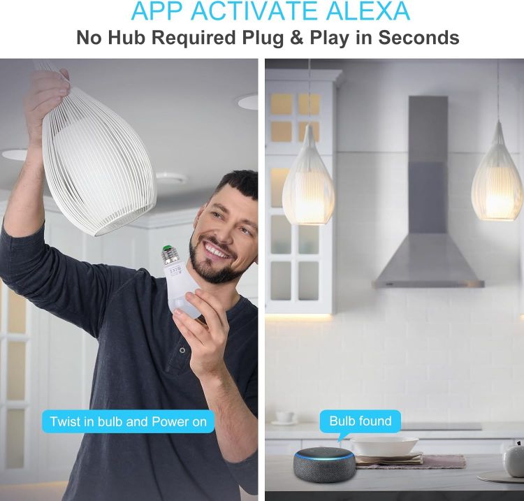 Picture of Alexa Light Bulbs 130W Equivalent, 12W E27 Bluetooth Smart Bulb Warm White to Daylight Dimmable, Light Bulb Screw with Timer & APP Control for Bedroom Living Room, A60 LED Bulb (2 Pack) [Energy Class E]