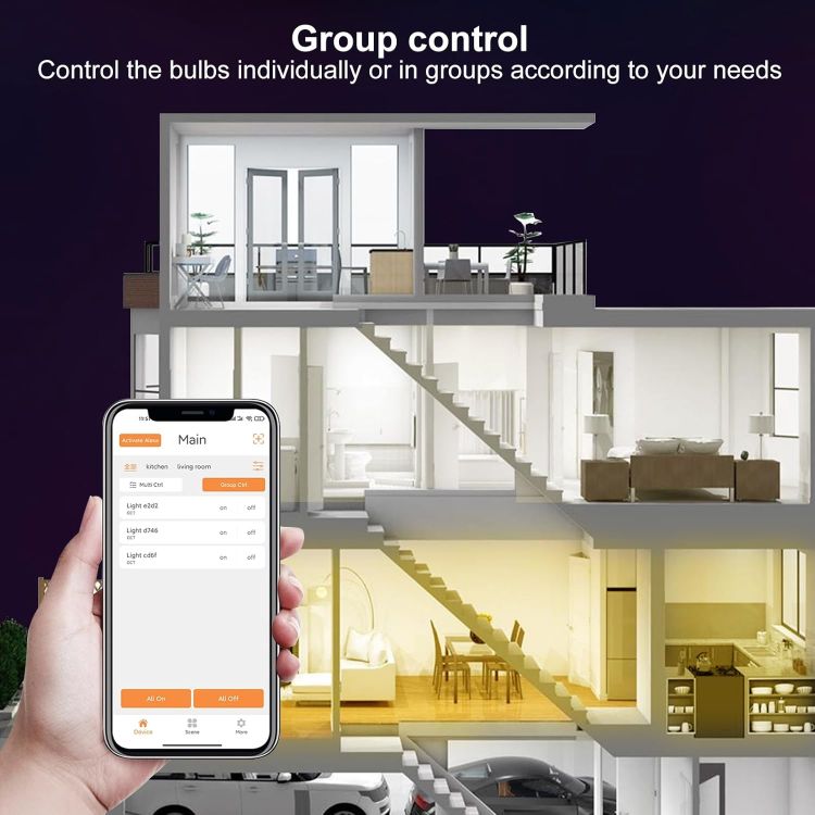 Picture of Bluetooth Smart Bulb E27, Warm White to Daylight Dimmable Alexa Light Bulbs, 12W 1300 LM Smart Light Bulbs, 130W Equivalent Edison Screw Bulb APP and Voice Control, No Hub, 4 Pack [Energy Class E]