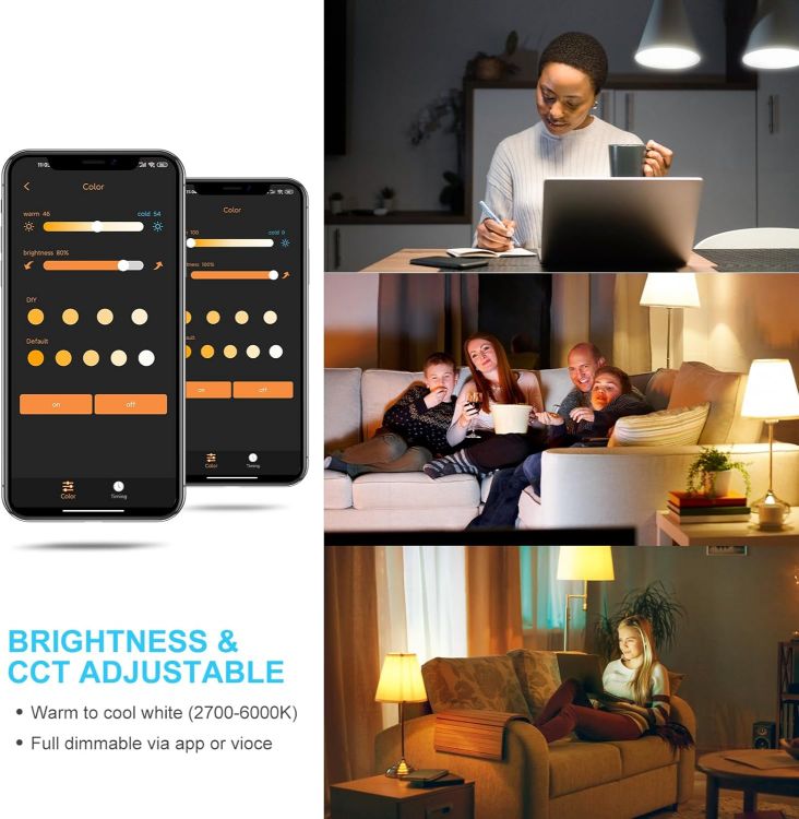 Picture of Bluetooth Smart Bulb E27, Warm White to Daylight Dimmable Alexa Light Bulbs, 12W 1300 LM Smart Light Bulbs, 130W Equivalent Edison Screw Bulb APP and Voice Control, No Hub, 4 Pack [Energy Class E]