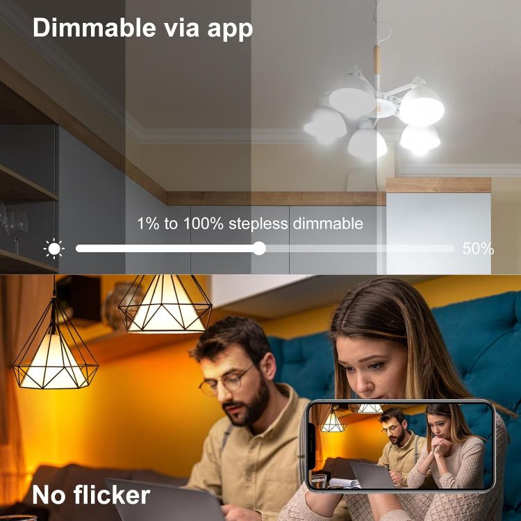Picture of Bluetooth Smart Bulb E27, Warm White to Daylight Dimmable Alexa Light Bulbs, 12W 1300 LM Smart Light Bulbs, 130W Equivalent Edison Screw Bulb APP and Voice Control, No Hub, 4 Pack [Energy Class E]