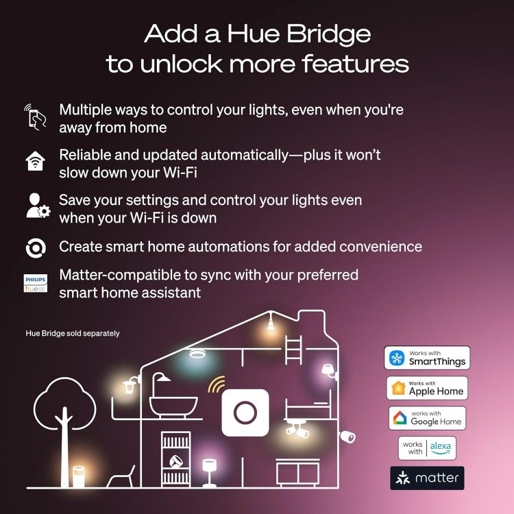 Picture of Smart A67 LED Bulb, White and Color Ambiance, E27 Base, 11.8W, Full Spectrum Light 1000K-20000K, 1600 LM, Dimmable Mood Lighting, Smart Lighting Works with Alexa, Google, and Apple, 1 Pack