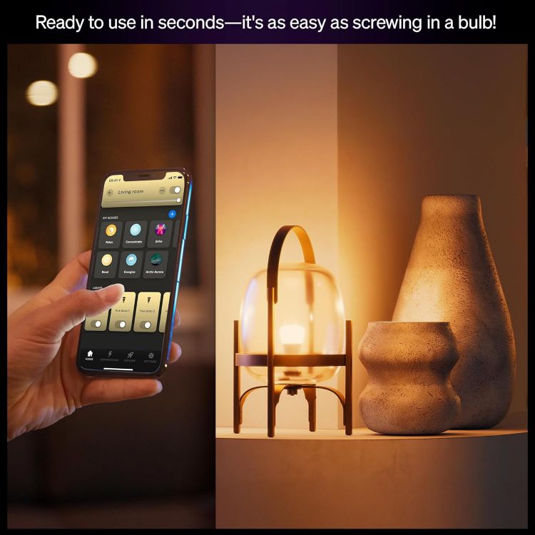 Picture of Smart A67 LED Bulb, White and Color Ambiance, E27 Base, 11.8W, Full Spectrum Light 1000K-20000K, 1600 LM, Dimmable Mood Lighting, Smart Lighting Works with Alexa, Google, and Apple, 1 Pack