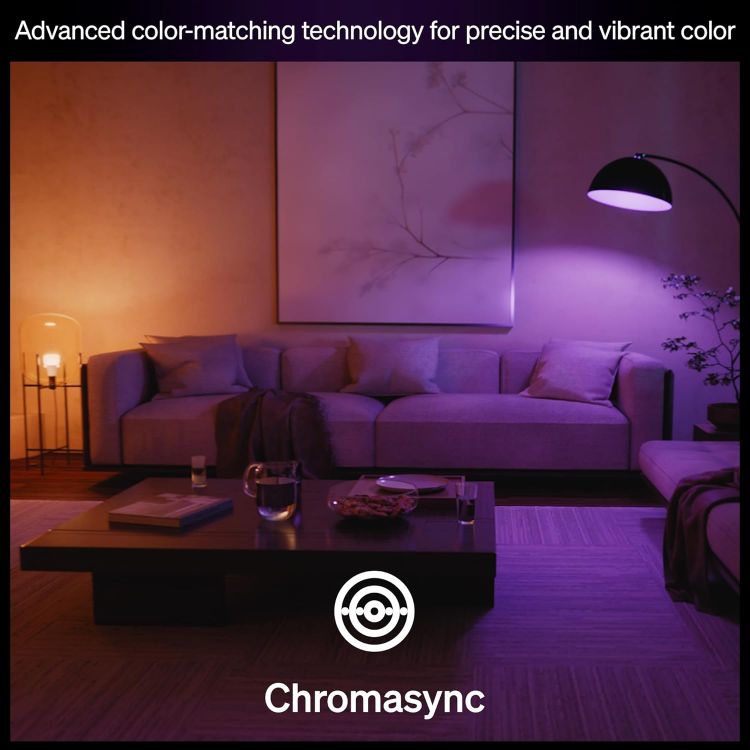 Picture of Smart A67 LED Bulb, White and Color Ambiance, E27 Base, 11.8W, Full Spectrum Light 1000K-20000K, 1600 LM, Dimmable Mood Lighting, Smart Lighting Works with Alexa, Google, and Apple, 1 Pack
