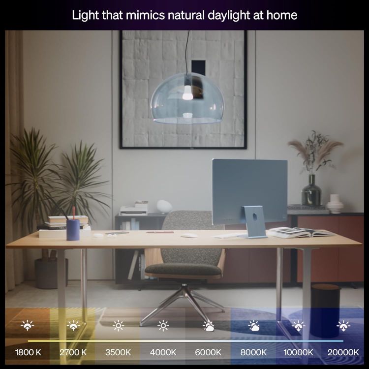 Picture of Smart A67 LED Bulb, White and Color Ambiance, E27 Base, 11.8W, Full Spectrum Light 1000K-20000K, 1600 LM, Dimmable Mood Lighting, Smart Lighting Works with Alexa, Google, and Apple, 1 Pack