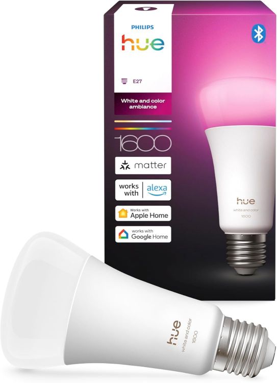 Picture of Smart A67 LED Bulb, White and Color Ambiance, E27 Base, 11.8W, Full Spectrum Light 1000K-20000K, 1600 LM, Dimmable Mood Lighting, Smart Lighting Works with Alexa, Google, and Apple, 1 Pack
