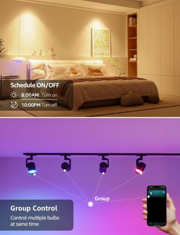 Picture of BG1 AI GU10 Smart Bulb, 400lm Dimmable WiFi Smart GU10 LED Spotlight Bulbs, Music Sync, Works with Alexa & Google, RGB Colour Changing & Tunable White, Personalized AI Lighting Designer, 2-Pack [Energy Class F]