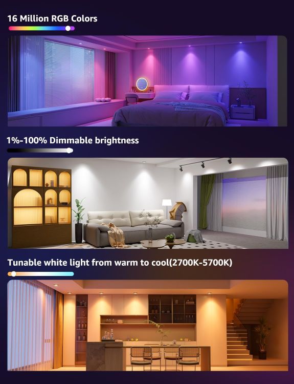 Picture of BG1 AI GU10 Smart Bulb, 400lm Dimmable WiFi Smart GU10 LED Spotlight Bulbs, Music Sync, Works with Alexa & Google, RGB Colour Changing & Tunable White, Personalized AI Lighting Designer, 2-Pack [Energy Class F]