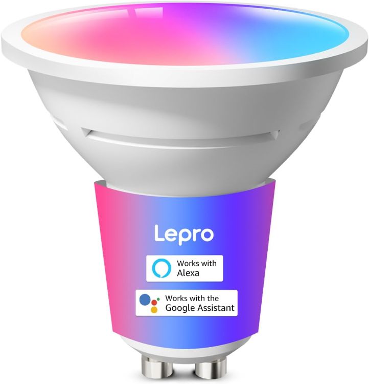 Picture of BG1 AI GU10 Smart Bulb, 400lm Dimmable WiFi Smart GU10 LED Spotlight Bulbs, Music Sync, Works with Alexa & Google, RGB Colour Changing & Tunable White, Personalized AI Lighting Designer, 1-Pack [Energy Class F]