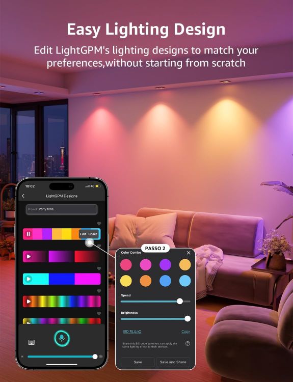 Picture of BG1 AI GU10 Smart Bulb, 400lm Dimmable WiFi Smart GU10 LED Spotlight Bulbs, Music Sync, Works with Alexa & Google, RGB Colour Changing & Tunable White, Personalized AI Lighting Designer, 1-Pack [Energy Class F]