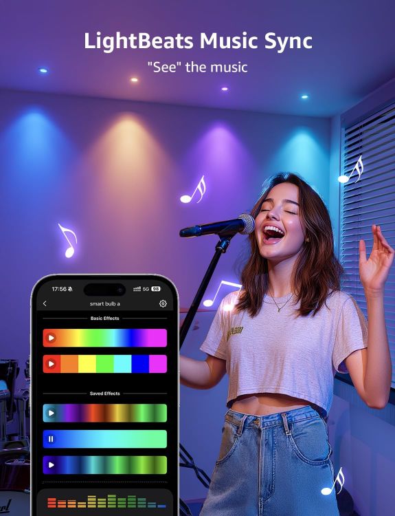 Picture of BG1 AI GU10 Smart Bulb, 400lm Dimmable WiFi Smart GU10 LED Spotlight Bulbs, Music Sync, Works with Alexa & Google, RGB Colour Changing & Tunable White, Personalized AI Lighting Designer, 1-Pack [Energy Class F]