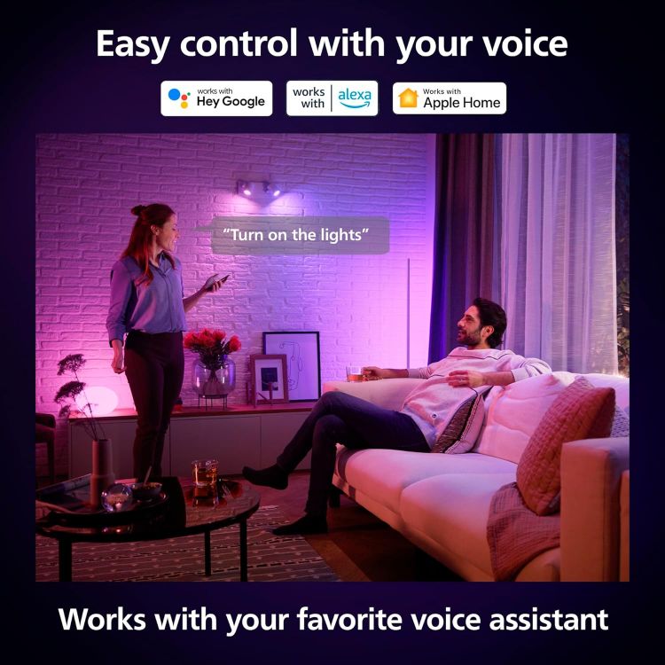 Picture of Starter Kit Bridge Pro + 3 GU10 Spotlights + Button, White and Colour Ambience Smart Bulbs, Smart Light Hub, Works with Apple Home, Amazon Alexa, Google Assistant, Samsung SmartThings [Energy Class E]