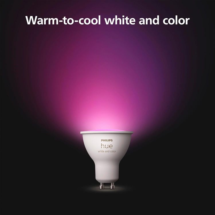 Picture of Starter Kit Bridge Pro + 3 GU10 Spotlights + Button, White and Colour Ambience Smart Bulbs, Smart Light Hub, Works with Apple Home, Amazon Alexa, Google Assistant, Samsung SmartThings [Energy Class E]