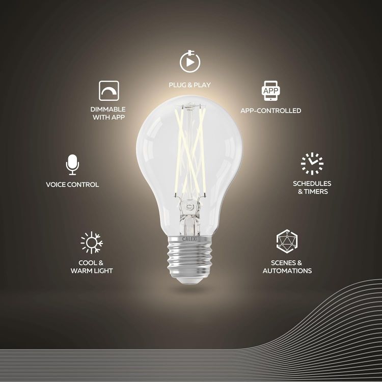 Picture of Smart Filament Bulb B22, WiFi LED Bulb, Warm White Light, Clear, App and Works with Amazon Alexa and Google Home, 7W [Energy Class E]