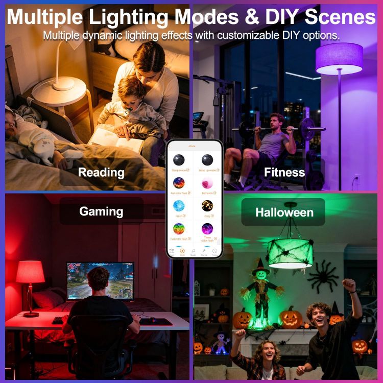 Picture of Colour Changing LED Light Bulb B22 Work with Alexa, 10W RGBW, Sync to Music, Multi-Color 60 Watt Equivalent (4 Pack) [Energy Class E]