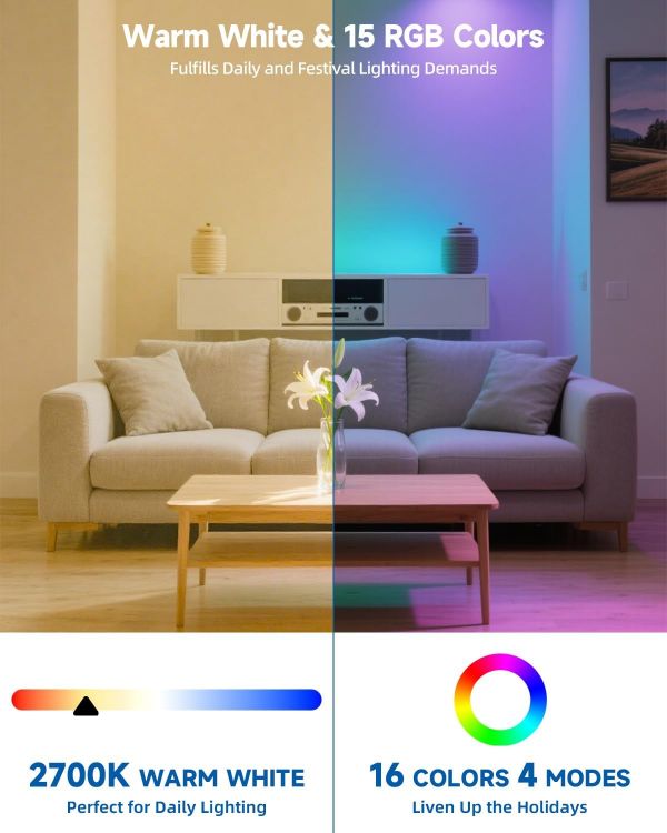 Picture of G9 LED Bulb Colour Changing Remote Controlled, RGB G9 Bulbs Not Smart, 3W 100-240V 2700K Warm White + 15 Multi Colour for Indoor, Christmas New Year Decoration, Party (2 Bulbs and 1 Remote)