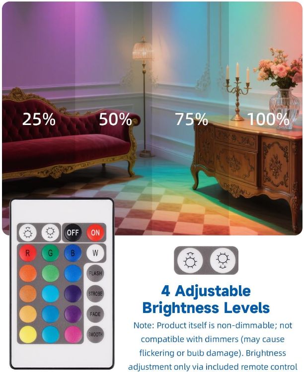 Picture of G9 LED Bulb Colour Changing Remote Controlled, RGB G9 Bulbs Not Smart, 3W 100-240V 2700K Warm White + 15 Multi Colour for Indoor, Christmas New Year Decoration, Party (2 Bulbs and 1 Remote)