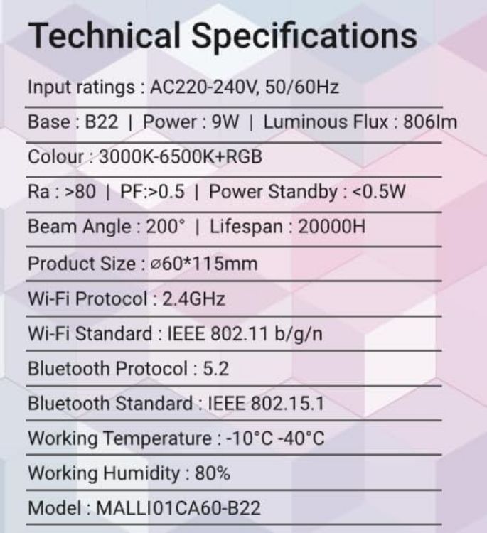 Picture of MALLI Smart LED Light Bulb Made with Matter for Color and White Temperature Control, Works with Matter Home Systems, Brightness and Color Adjustable (Needs Hub) [Energy Class F]