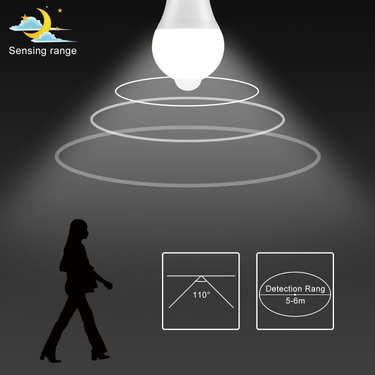 Picture of Motion Sensor Light Bulb - 4 Pack 12W B22 Smart Light Bulbs PIR Motion LED Bulb Auto On/Off Bayonet Smart Life Bulb for Stairs Garage Basement Corridor (Cool White 6000K) (Z-4341037)