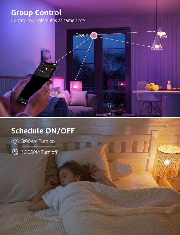 Picture of BP1 AI Smart Bulb E14 RGBWW, Works with Alexa & Google Assistant, Music Sync, Colour Changing, 4.9W = 40W, 470lm Dimmable, App Voice Control, Personalized AI Lighting Designer, Pack of 2 [Energy Class F]