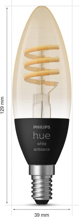 Picture of Filament Candle White Ambiance LED Smart Light Bulb [E14 Small Edison Screw], for Indoor Home Lighting. Bedroom, Livingroom and Dining