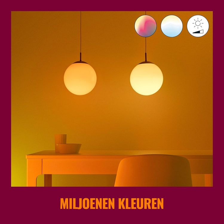 Picture of Colour [E27 Edison Screw] Smart Connected WiFi Light Bulb + WizMote with Wireless Remote. 60W Colour and White Light, App Control for Home Indoor Lighting, Livingroom, Bedroom. [Energy Class A]